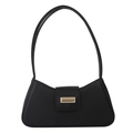 Klassische schwarze baguette-tasche mit goldener schnalle und verstellbarem riemen - Schwarz