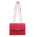 Chic rose pink crossbody bag with V-quilted pattern and gold chain strap on white background - Rose Pink