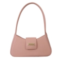 Minimalistische hellrosa Baguette-Tasche aus mattem PU-Leder mit goldener Schnalle - Rosa