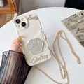 Funda bandolera para iPhone con espejo de garra de gato y diamantes de imitación - Albaricoque / iPhone 7/8/SE 2020