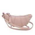 Mini light pink croissant bag in faux leather with adjustable long shoulder strap - Pink