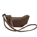 Mini croissant crossbody bag in dark brown wrinkled PU leather with a slim strap - Brown