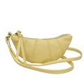 Mini yellow croissant crossbody bag with vertical stitching and matching long strap - Yellow