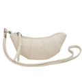 Chic mini croissant bag in creamy white faux leather with stylish pleated details - Off White