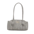 Elegante borsa a tracolla grigio chiaro con trama a pieghe e manici con nodi fini - Grigio