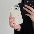 Dettaglio custodia in silicone di lusso con perle bianche per vari modelli di iPhone - Albicocca / iPhone XR