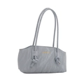 Elegante borsa a tracolla azzurra in pelle plissettata con sottili spalline annodate - Blu