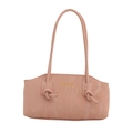 Sac bandoulière rose en similicuir avec décoration de nœud et lettrage doré - Rose