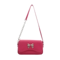 Fashionable pink crossbody square bag for women with elegant silver metal bow detail - Butterfly Bow Chain Small Square Bag / Rose Pink