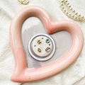 Detailed top view of colorful gemstone phone grip set on a pink heart marble tray - Transparent Magnetic-Pearlescent White