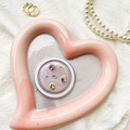 Pink ceramic heart tray displaying colorful rhinestones and jewelry accessories - Transparent Magnetic-Pink Purple