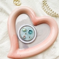 Detailed top view of rhinestone phone grip with colorful gems on heart ceramic tray - Transparent Magnetic-Blue