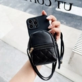 Black leather crossbody phone case featuring a mini backpack coin purse and strap - iPhone 7/8/SE 2020 / Black