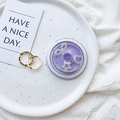 Detailed view of a purple glitter phone grip with pearl heart and bow motifs - Transparent Magnetic Grip-Pearl Donut-Purple