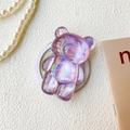 Macro detail of purple laser resin bear phone grip with rainbow iridescent finish - Transparent Magnetic Stand-Silver Laser Bear-Purple