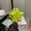 Neon green star-shaped crossbody bag with silver chain strap and mini star charm - Green
