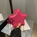 Fuchsia star-shaped PU leather crossbody bag with silver chain strap and logo detail - Rose Pink