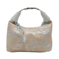 Blue embroidered bucket bag with traditional oriental tree pattern and silk finish - Blue