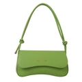 Avocado green leather shoulder bag with gold logo and stylish knotted strap details - Green