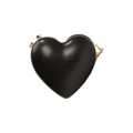 Fashionable black heart-shaped crossbody bag with gold chain strap and metal clasp - Black