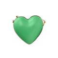 Grass green heart-shaped crossbody bag with gold hardware and fine leather texture - Green