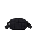 Black quilted waist bag with adjustable shoulder strap for outdoor sports and casual wear - Black