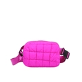 Quilted crossbody waist bag in vibrant pink nylon with durable plastic buckle and strap - Rose Red