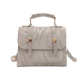 Sac à main en cuir PU à motif marbre gris avec boucle dorée et bandoulière amovible - Argent à Motif