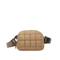 Sac banane matelassé kaki avec large bandoulière et motif à carreaux pour un style décontracté - Marron