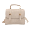 Mini sac à main beige crème style ballet avec motif marbré et boucles métalliques dorées - Blanc à Motif
