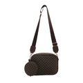 Retro donkerbruine crossbodytas met polkadots en een klein rond portemonneetje - Bruin