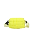 Sac banane matelassé jaune néon avec bandoulière réglable et texture à carreaux - Jaune