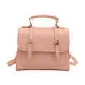 Pink ballet-style pleated faux leather handbag with golden buckles and shoulder strap - Pink