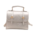 Silver metallic crossbody bag with crinkled texture and golden rivets details - Silver