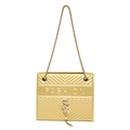 Golden quilted square shoulder bag with luxury chain strap and tassel detail - Gold