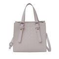 Elegant cream woven tote bag with adjustable shoulder strap and double handles - White