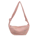 Rosa strukturierte Hobo-Tasche mit farbiger Wellenstickerei und Knotendetail am Gurt - Rosa