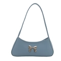Sac sous le bras en similicuir bleu clair avec un nœud en métal argenté de style minimaliste - Bleu
