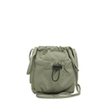 Minimalist light green nylon drawstring bucket bag with adjustable crossbody strap - Green
