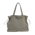 Minimalistische lichtgrijze grote shopper met trekkoord aan de zijkant en schouderbanden - Groen