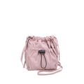 Pink drawstring bucket crossbody bag with adjustable shoulder strap and front pocket - Pink