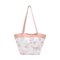 Elegante weiße Tragetasche mit rosa Schmetterlingsdruck und dünnen Schulterriemen - Rosa