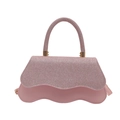 Chic pink shoulder bag with wavy edge and shimmering glitter finish for women - Pink