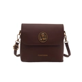Sac seau rétro marron foncé en cuir mat avec une boucle ours vintage et bandoulière - Marron