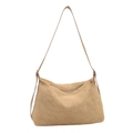 Borsa tote in rete intrecciata albicocca minimalista e borsa hobo trendy per le vacanze estive - Cachi