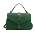 Sac bandoulière en cuir vert foncé mat avec boucle en U dorée et poignée - Vert