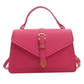 Retro fuchsia square handbag with golden buckle and adjustable shoulder strap - Rose Pink