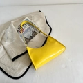 Glossy bright yellow candy-colored shoulder bag in a minimalist half-moon shape - Yellow