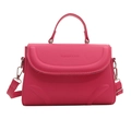 Rose pink minimalist crossbody bag with top handle and Fashion & Bag text detail - Rose Pink