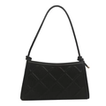 Minimalist black quilted shoulder bag with knot details and golden zipper accents - Black